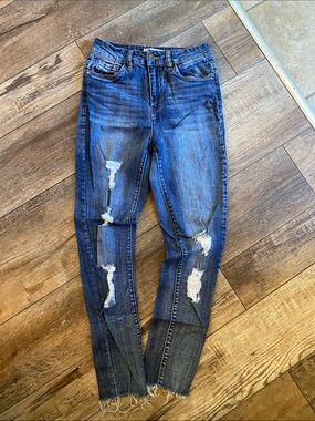 Dollhouse Distressed Dark Blue Skinny Jeans